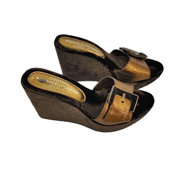 COUTURE DONALD J PLINER Bronze Leather and Velvet - Picture 6 of 12